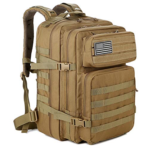 QT&QY 45L Military Tactical Backpacks Molle Army Assault Pack 3 Day Bug Out Bag Hiking Treeking Rucksack