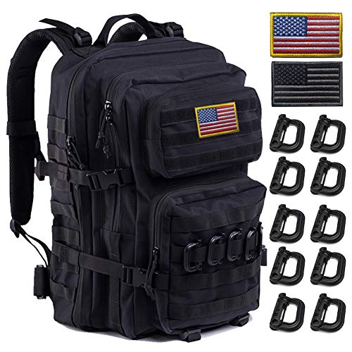 R.SASR Black Tactical Backpack, Military Backpack, Molle Backpack.(Black-01)