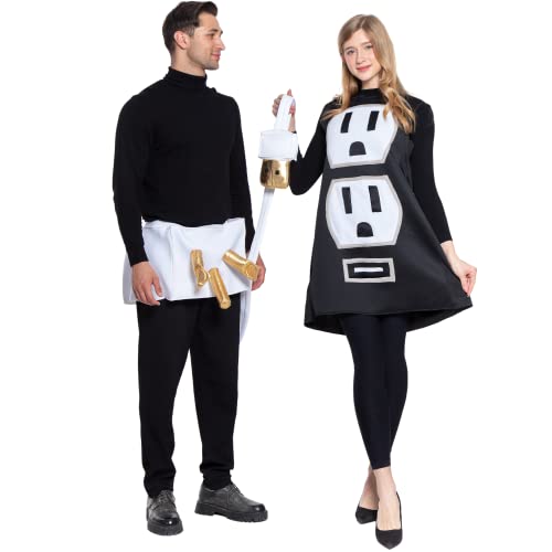 JAZGROM Couple Plug and Socket Halloween Costume for Adults USB Light Halloween Role Play Dress Up Party Costume