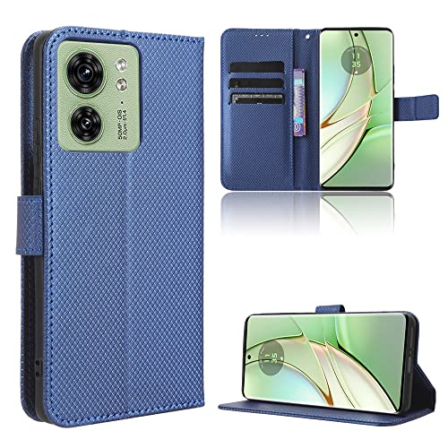 Elubugod Case for Motorola Edge 40 Leather Case Cover,PU Leather flip Cover Case for Motorola Edge 40 5G XT2303-2 Case Cover Blue