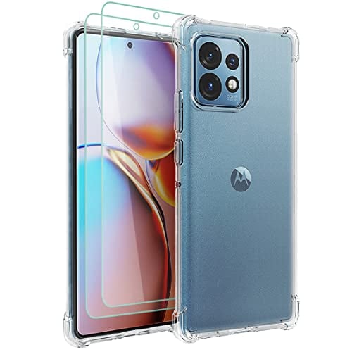 Osophter for Motorola Edge Plus 2023 Case: Clear Women Girls Boys with 2pcs Screen Protector Reinforced Corners TPU Shock-Absorption Flexible for Moto X40/X40 Pro(Clear)
