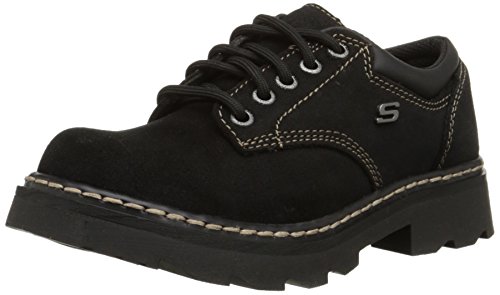 Skechers Women's Parties-Mate Oxford,Black Suede Leather,9 M US