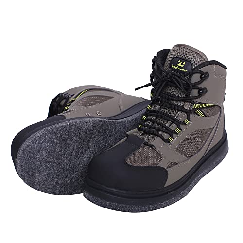 Kylebooker Men's Fishing Hunting Wading Boots Lightweight Anti-Slip Felt Soles Waders Shoes Green (Felt Sole, 14)