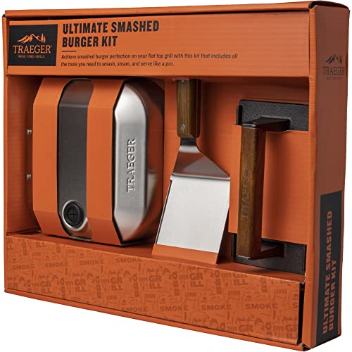 Traeger Grills Ultimate Smashed Burger Kit, Griddle Tools, Steam Dome, Spatula, Burger Smasher