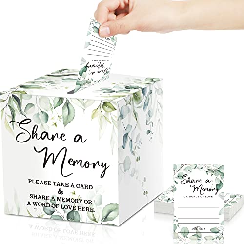 Pajean 50 Pcs Greenery Share a Memory Cards for Collections of Life, Memory Cards Box Guest Card Ideas for Funeral Graduation Wedding Bridal Shower Birthday Anniversary Retirement (Classic Style)