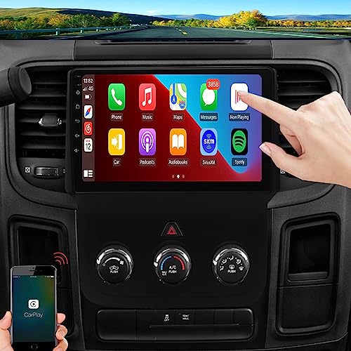 for Dodge RAM Radio Upgrade 2013 2014 2015 2016 2017 2018,RAM 1500 2500 3500 Android Stereo Navigation Replacement,Steering Wheel Control,1280 * 720 Touch Screen,Carplay and Android Auto