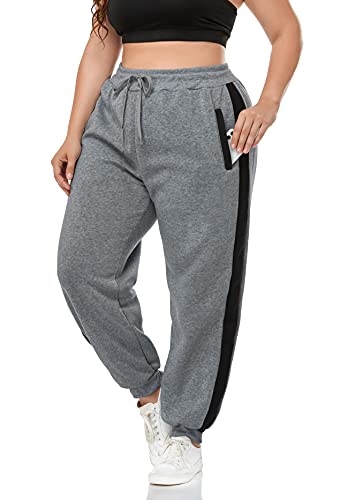 ZERDOCEAN Women's Plus Size Fleece Lined Sweatpants Warm Fleece Joggers Pants Dark Gray 4X