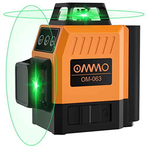 OMMO Laser Level, 8 Lines Green Laser Level Self Leveling Tool, 150ft Line Laser Level Beam Tool with One 360 Vertical and One 360 Horizontal Lines, Magnetic Stand and USB Cable Included