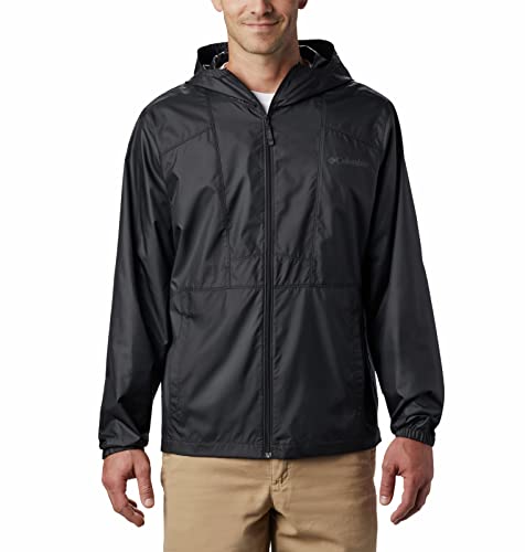 Columbia mens Flashback Windbreaker Jacket, Water Resistant Jacket, Black, Large US