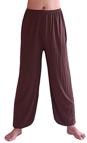 AvaCostume Men's Lightweight Loose Yoga Pants Elastic Waist Modal Yoga Harem Pants Coffee S
