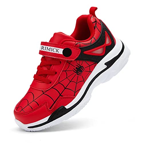 Boys Girls Sneakers Kids Lightweight Strap Slip On Walking Running Shoes for Little_Kids Red Size 12 US