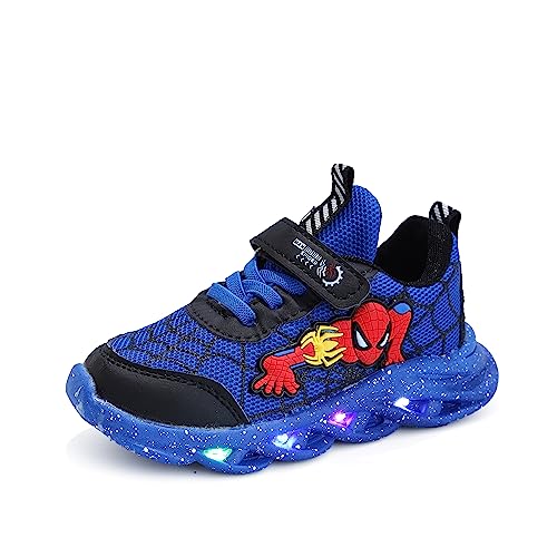 KOSRIAR Cartoon LED Illuminated Sneakers for Outdoor Sports and Running with Breathable Design and Party Fun(Blue,9)