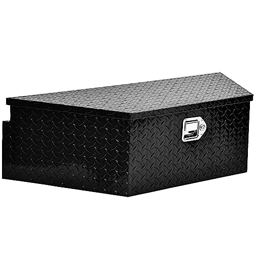 YITAMOTOR 39 Inch Trailer Tongue Boxes, Heavy Duty Aluminum Trailer Tool Box, Diamond Plate Storage Box, Waterproof Trailer Box for Pick Up Truck Bed, RV Trailer with Lock and Keys