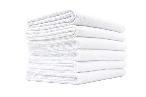 The Rag Company - Spa & Yoga Towel - Gym, Exercise, Fitness, Sport, Ultra Soft, Super Absorbent, Fast Drying Premium Microfiber, 365gsm, 16in x 27in, White (6-Pack)