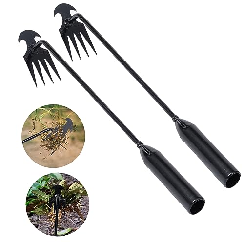 Weed Puller Tool Garden Weed Pulling Tool, Portable Garden Weeder Tool Uprooting Weeding Tool, 4 Teeth Manganese Steel Forged Hand Weeder for Vegetable Gardening Backyard Farm Planting & Weeding