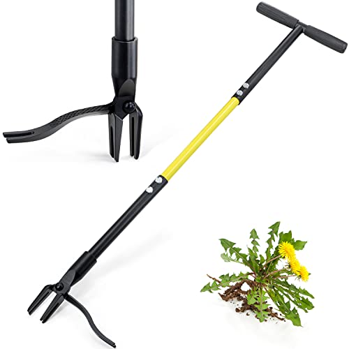 Jardineer Stand Up Weed Puller and Weeder Stick, Standing Weed Puller Tool with Long Handle, Easy Work Weed Remover Tool, Weed Grabber with Foot Pedal (43 Inch)