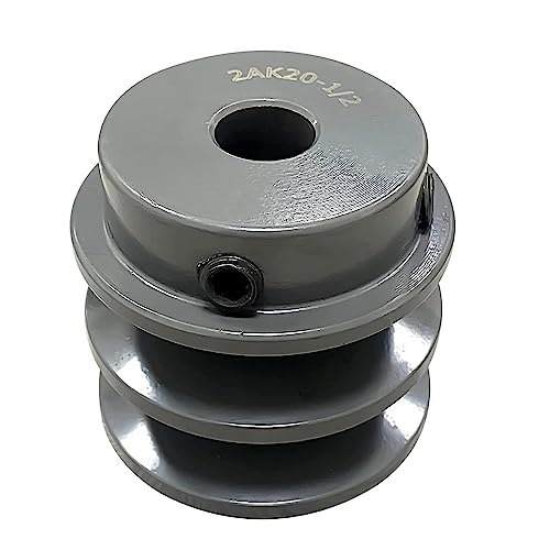 C CLINK 2AK20-1/2 Double Groove Pulley/Sheave, 2" OD 1/2" Bore,for A, 3L & 4L (A & AX) V-Belts, Cast Iron,AK Fixed Bore Pulley,Grey