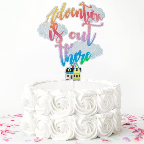 Adventure Is Out There Cake Topper, 2023 Congrats Grad Cake Topper, Movie UP House with Balloons Inspired Graduation Decoration, Travel Theme Cake Dcor