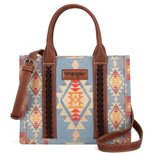 Wrangler Tote Bag for Women Western Shoulder Purses Boho Aztec Satchel Hobo Handbags, WG2202-8120BR