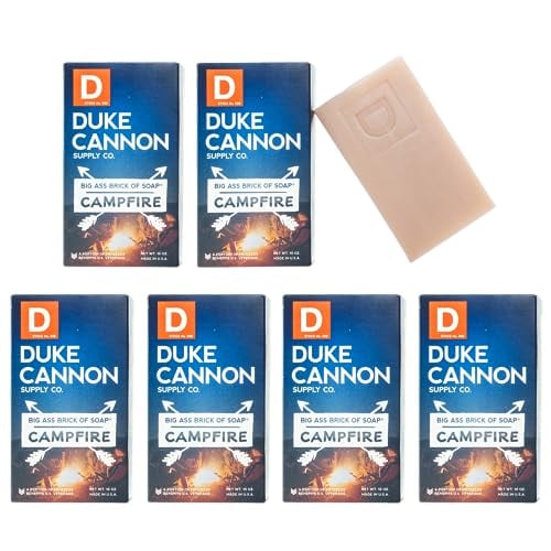 Duke Cannon Supply Co. Big Ass Brick of Soap Bar for Men Campfire (Warm, Slightly Smoky Scent) Multi-Pack - Superior Grade, Extra Large, Masculine Scents, All Skin Types, Paraben-Free, 10 oz (6 Pack)