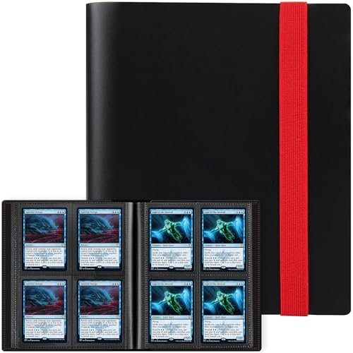 GEAoffice Card Binder 4 Pocket - Small Trading Card Collection Album Folder - 160 Side Loading Pocket Binder for TCG, MTG, Yugioh - Gifts for Card Collector Boys (Black)