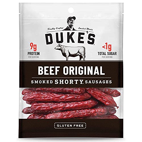 Duke's Beef Original Smoked Shorty Sausages, Keto Friendly Snack, 4 oz