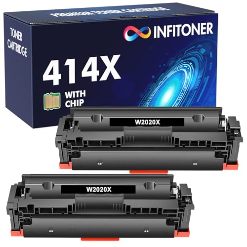 414X Black Toner Cartridge 414A High Yield (with Chip) Compatible Replacement for HP 414X 414A 414 W2020X W2020A Work for Laserjet Color Pro MFP M479fdw M454dw M479fdn M454dn Printer Ink 2-Pack