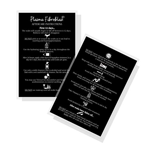 Boutique Marketing LLC Plasma Fibroblast Post Op Care Instruction Cards,30 Pack,4x6 inch inch large Postcard Size,Black with White Design