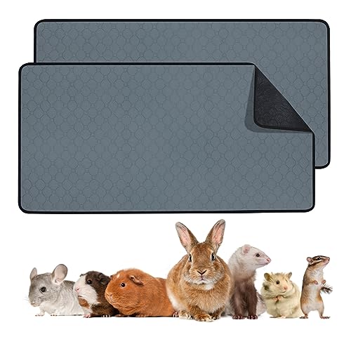 FAWAIKTU Guinea Pig Bedding Cage Liners, 2 Pack 47" X 24" Washable Guinea Pig Bed Pee Pads, Waterproof and Anti Slip Guinea Pig Bedding for Small Animals Rabbit Hamster Rat