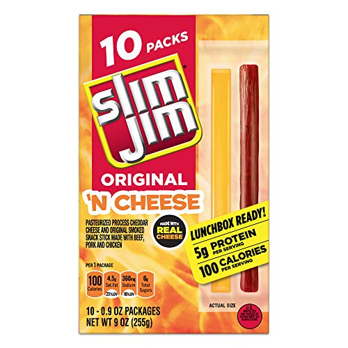 Slim Jim Original 'N Cheese, Original Flavor, 0.9 oz 10 ct