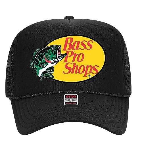Bass Original Fishing Pro Foam Trucker Hat - Vintage Graphic Snapback Hat for Men and Women (Black)