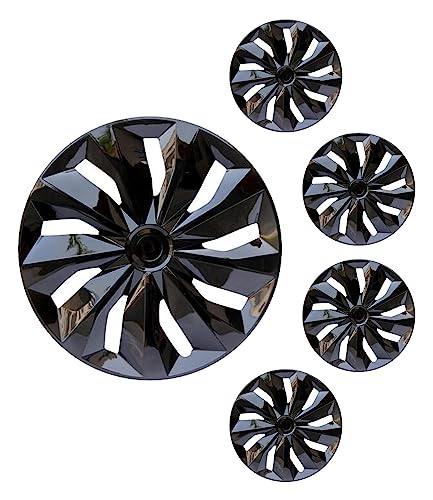 Hubcap Wheel Cover Replacement R15 Hub Caps Universal Wheel Rim Cover ABS Material Exterior Accessories for Car Trunk SUV -Set of 4 (15-Inch, Black)