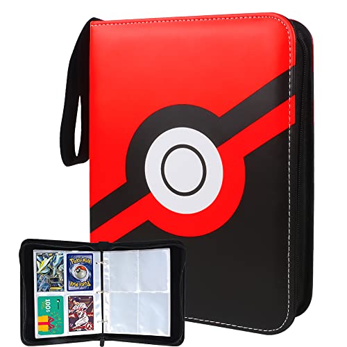 Trading Card Binder 4 Pocket, FOME Portable Card Binder Trading Card Holder with 480 Cards and 60 Removable Sleeves, Binder Photo Album Suitable for Yugioh MTG TCG Game Cards, Sports Cards