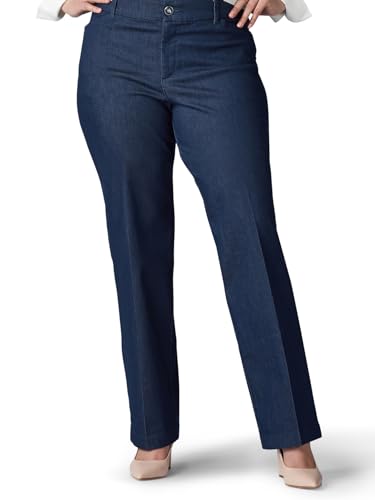 Lee Women's Plus Size Ultra Lux Comfort with Flex Motion Trouser Pant Indigo Rinse 18W Medium, 18