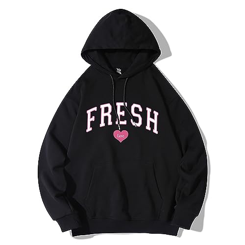 FEMBOY Fresh-Love Hoodie Sturniolo Triplets Merch Unisex Graphic Print Long Sleeve Pullover Hooded Sweatshirt (M) Black