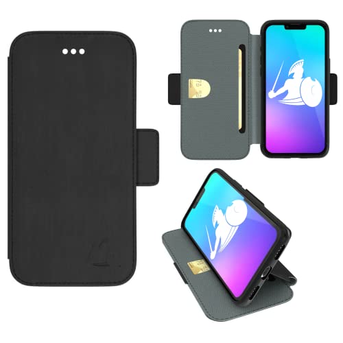 DefenderShield EMF Protection & 5G Anti Radiation iPhone 12/12 Pro SlimFlip Case - RFID Blocking EMF Shield Slim Wallet Case Black