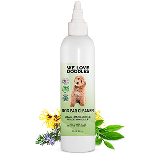 We Love Doodles Organic Dog Ear Cleaner | Ear Wash for Dogs | Made in USA | Natural | Clean Ear Drops | Prevents Infection, Itching & Odor | Puppy Ear Cleanser | Pet Cleaning Ears Solution