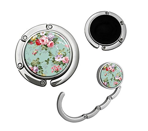 Handbag Table Hook Foldable Purse Hanger Folding Decor Handbag Table Hook (Vintage Floral)