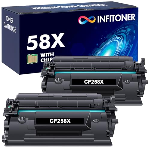 58X CF258X M404dn Toner Cartridge 2-Pack High Yield with Chip Compatible Replacement for HP 58X CF258X 58A CF258A Laserjet Pro M404n M404dn M404dw MFP M428fdw M428fdn M428dw M404 M428 Printer Black