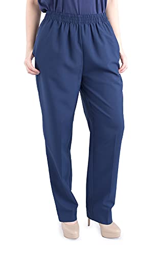 Bon Worth Poly Poplin Pant 76572 (Blue, Medium Petite)