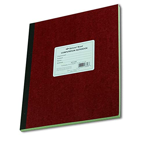 Computation Notebook, 4 X 4 Quad, Brown, Green Paper, 11.75 x 9.25 Inches, 75 Sheets