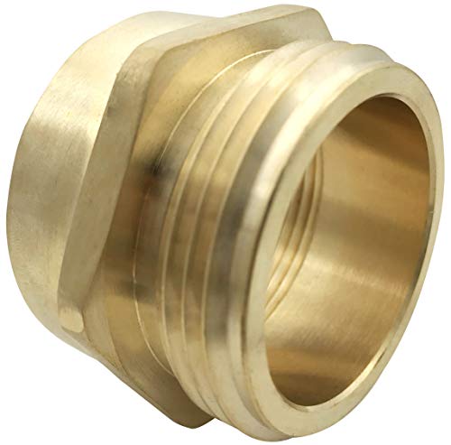 SpringSpray 1-1/2" NPT Female x 1-1/2" NST (NH) Male Brass Hexagonal Nipple Fitting Fire Equipment Hex Nipple Fire Hose Adapter