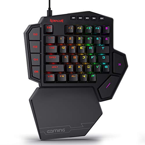 Redragon K585 DITI One-Handed RGB Mechanical Gaming Keyboard, 42 Keys Type-C Professional Gaming Keypad w/Upgraded Hot-Swappable Socket, 7 Onboard Macro Keys & Detachable Wrist Rest