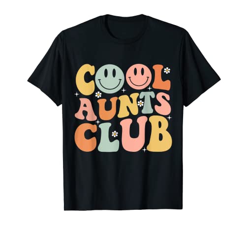 Groovy Retro Cool Aunts Club Auntie Funny Smile Happy Face T-Shirt