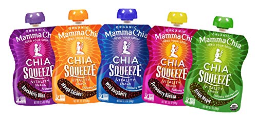 Mamma Chia Squeeze 5 variety (10 pack) Wild Raspberry,Green Magic,Blackberry bliss,Strawberry ,Mango coconut