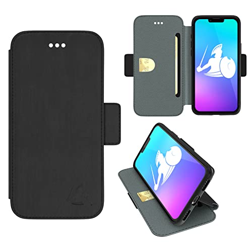 DefenderShield EMF Protection & 5G Anti Radiation iPhone 13 Pro SlimFlip Case - RFID Blocking EMF Shield Slim Wallet Case Black
