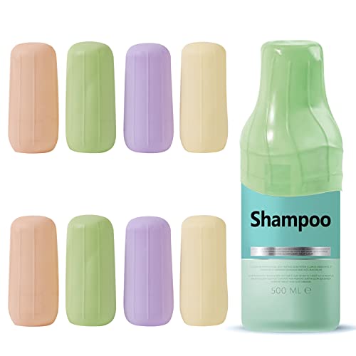 NELSHP 8Pcs Elastic Sleeves for Trave Containers,Silicone Travel Bottles Covers,Reusable Travel Accessories for Leak Proofing in Luggage,Fit Most Lotion Shampoo Wash Body Bottles