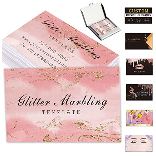 Custom Business Cards Customize with Logo QR Code Personalized Glitter Marbling Cards 1000 500 200 100 for Small Business, Double-Sided Printing