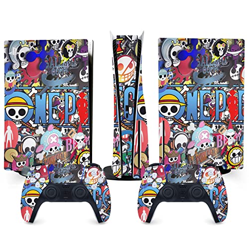 TANOKAY PS5 Console Skin and Controller Skin Set | Anime One Piece Straw Hat Pirates | Matte Finish Vinyl Wrap Sticker Full Decal Skins | Compatible with Sony Playstation 5 Disc Version