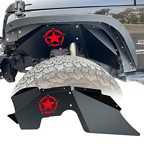 EYOUHZ Front Inner Fender Liners Compatible with 2007-2018 Jeep Wrangler JK & JKU Unlimited Sport Sahara Rubicon, Bolt-on Style Steel Mud Guards Wheel Well Cover Fenders Flares (2/4 Doors)